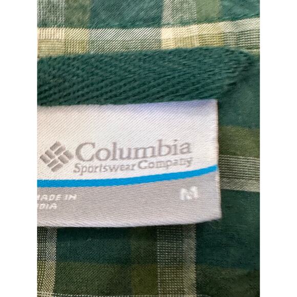 Columbia Men's Button Down Shirt Size Medium Green Plaid Casual Cotton - Picture 2 of 6